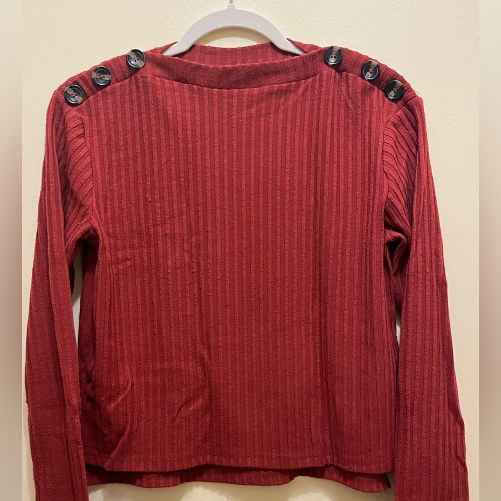 Red orange sweater with buttons
